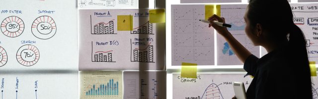 Working with diagrams Businesswoman working